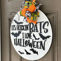 PAINTED - Frickin Bats Door Hanger - Halloween Door Sign - Fall - Love Halloween - Bats Sign